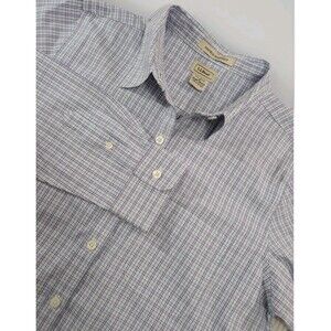 LL Bean Shirt Men’s M Purple Plaid Wrinkle Resistant Button Up Long Sleeve